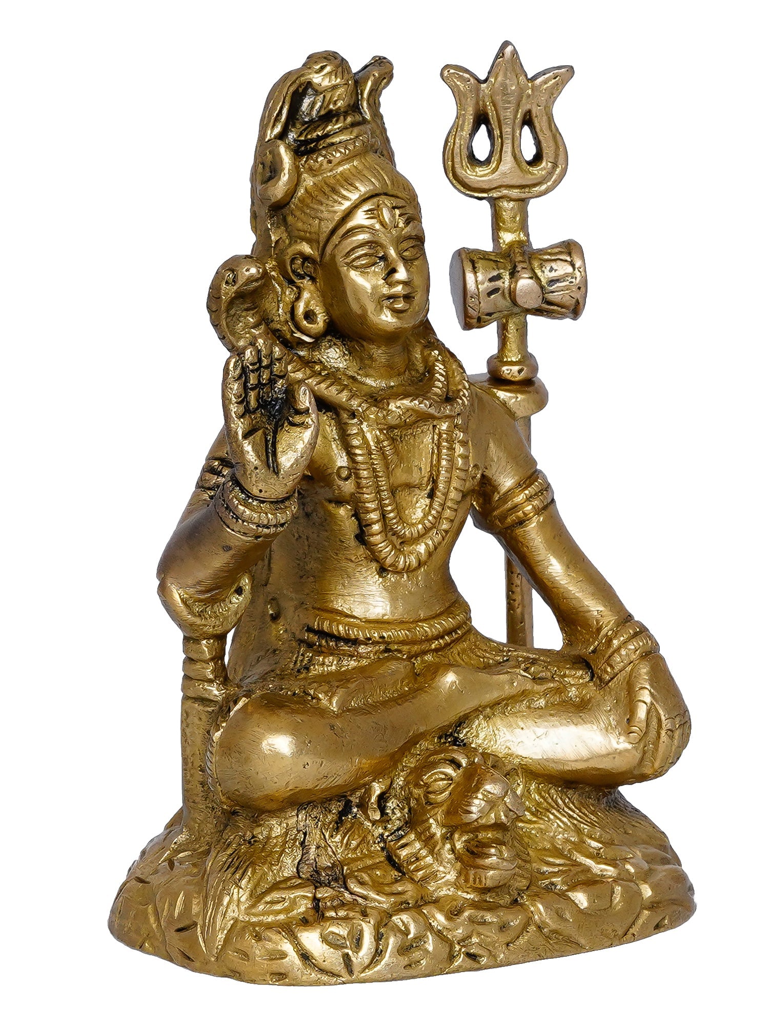 Golden Brass Handcrafted Blessing Lord Shiva Idol Kafalo