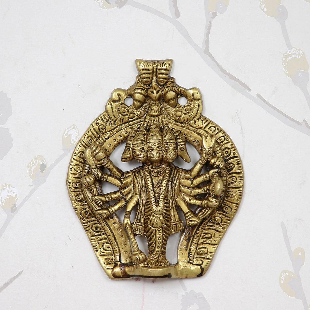 Golden Brass Lord Panchmukhi Hanuman Statue Kafalo