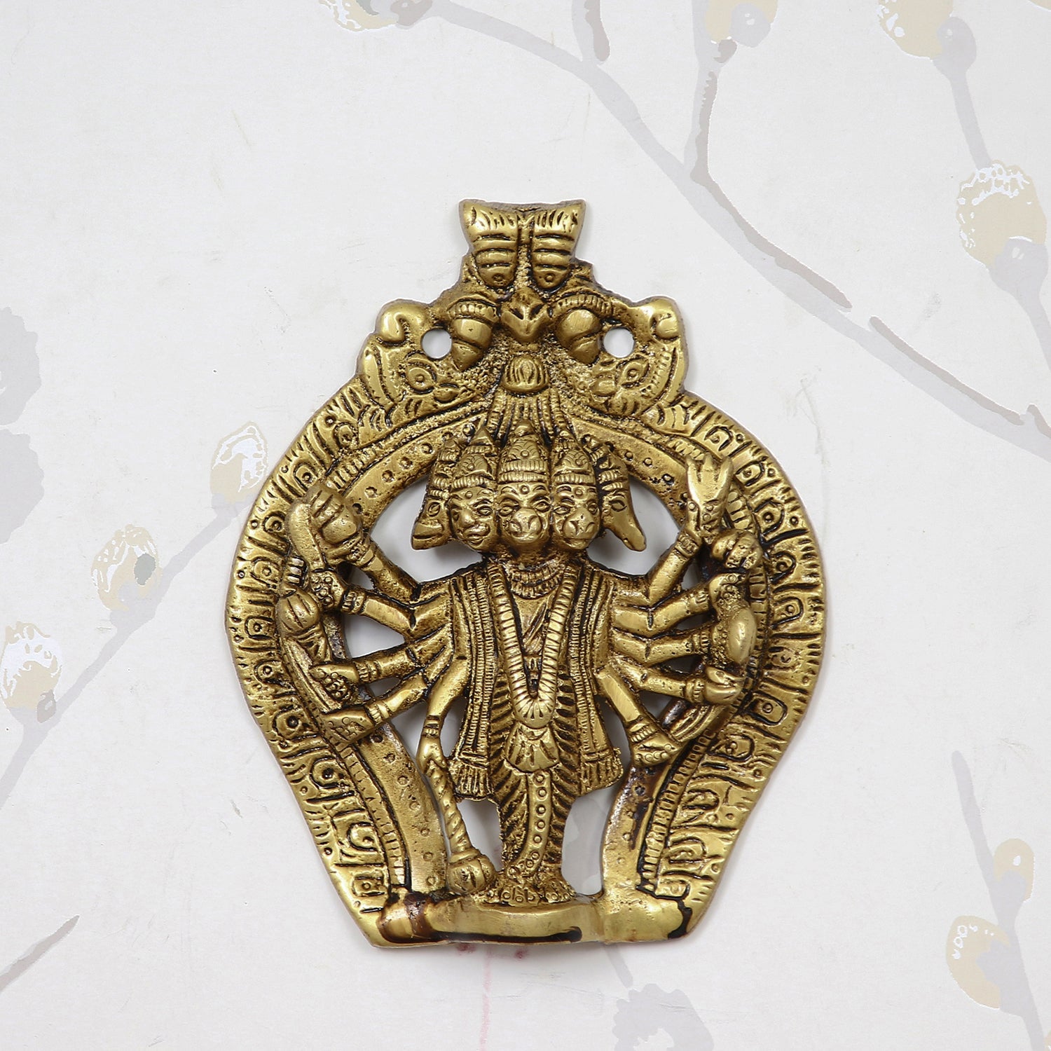 Golden Brass Lord Panchmukhi Hanuman Statue Kafalo