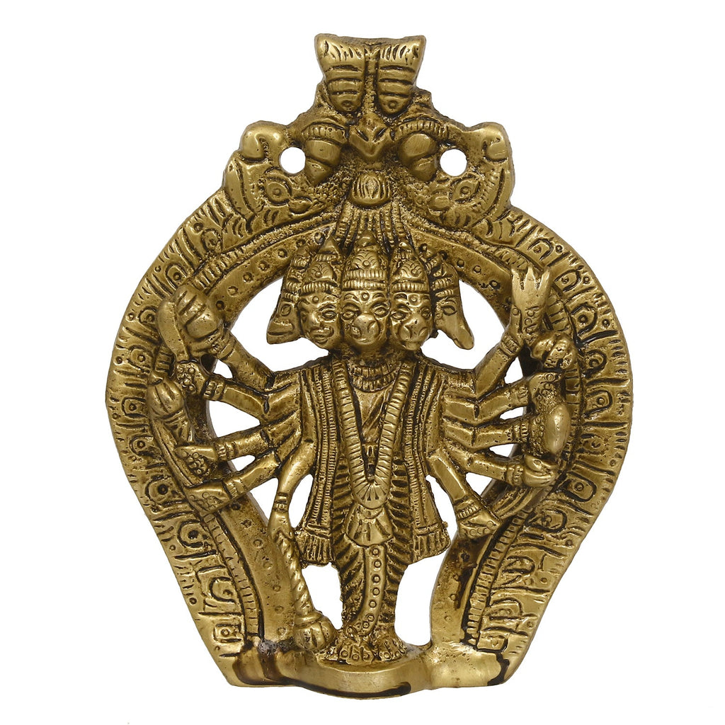 Golden Brass Lord Panchmukhi Hanuman Statue Kafalo