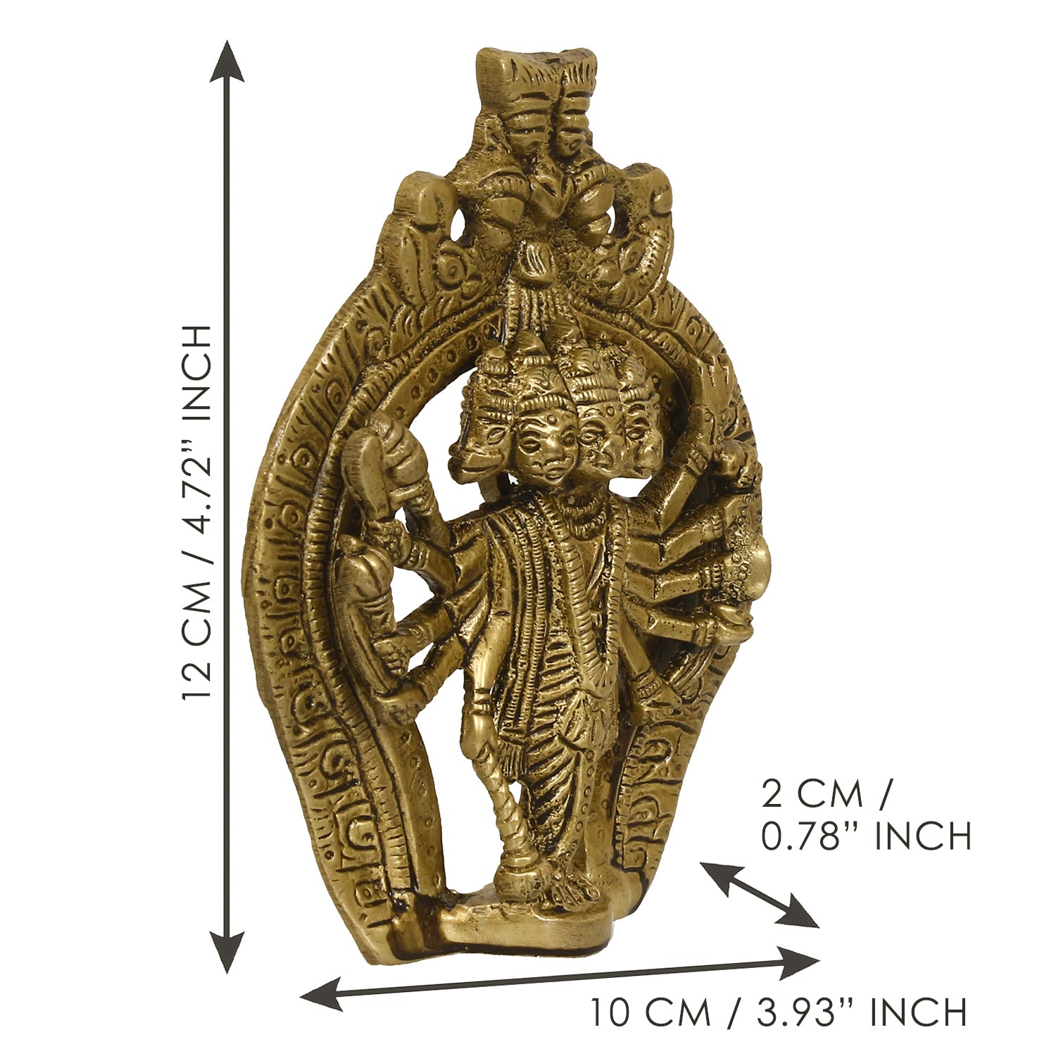 Golden Brass Lord Panchmukhi Hanuman Statue Kafalo