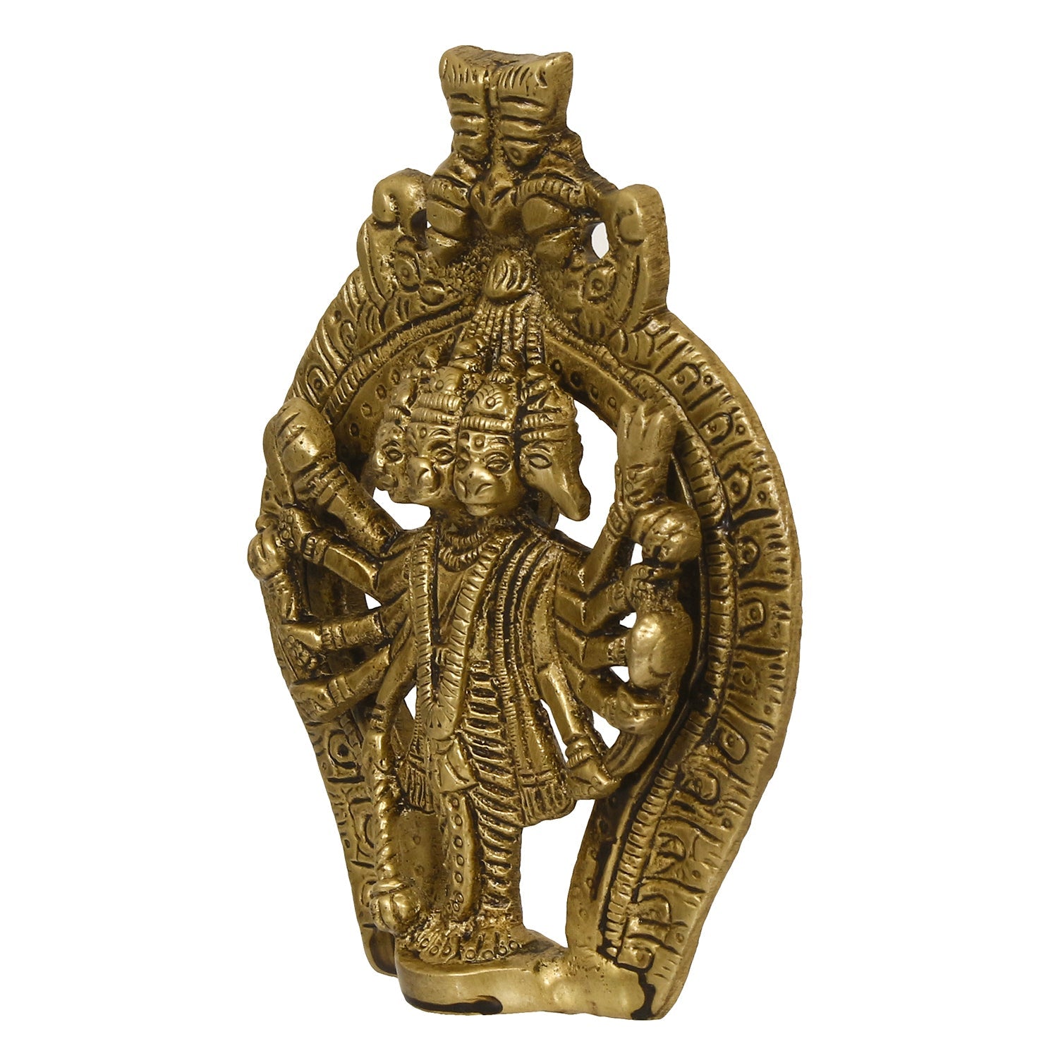 Golden Brass Lord Panchmukhi Hanuman Statue Kafalo