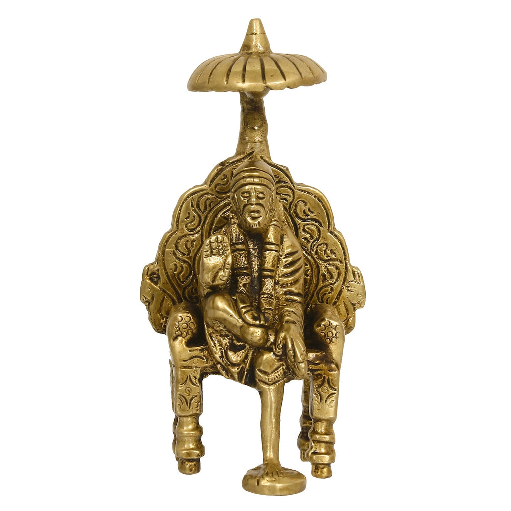 Golden Brass Blessing Shirdi Sai Baba Statue Kafalo