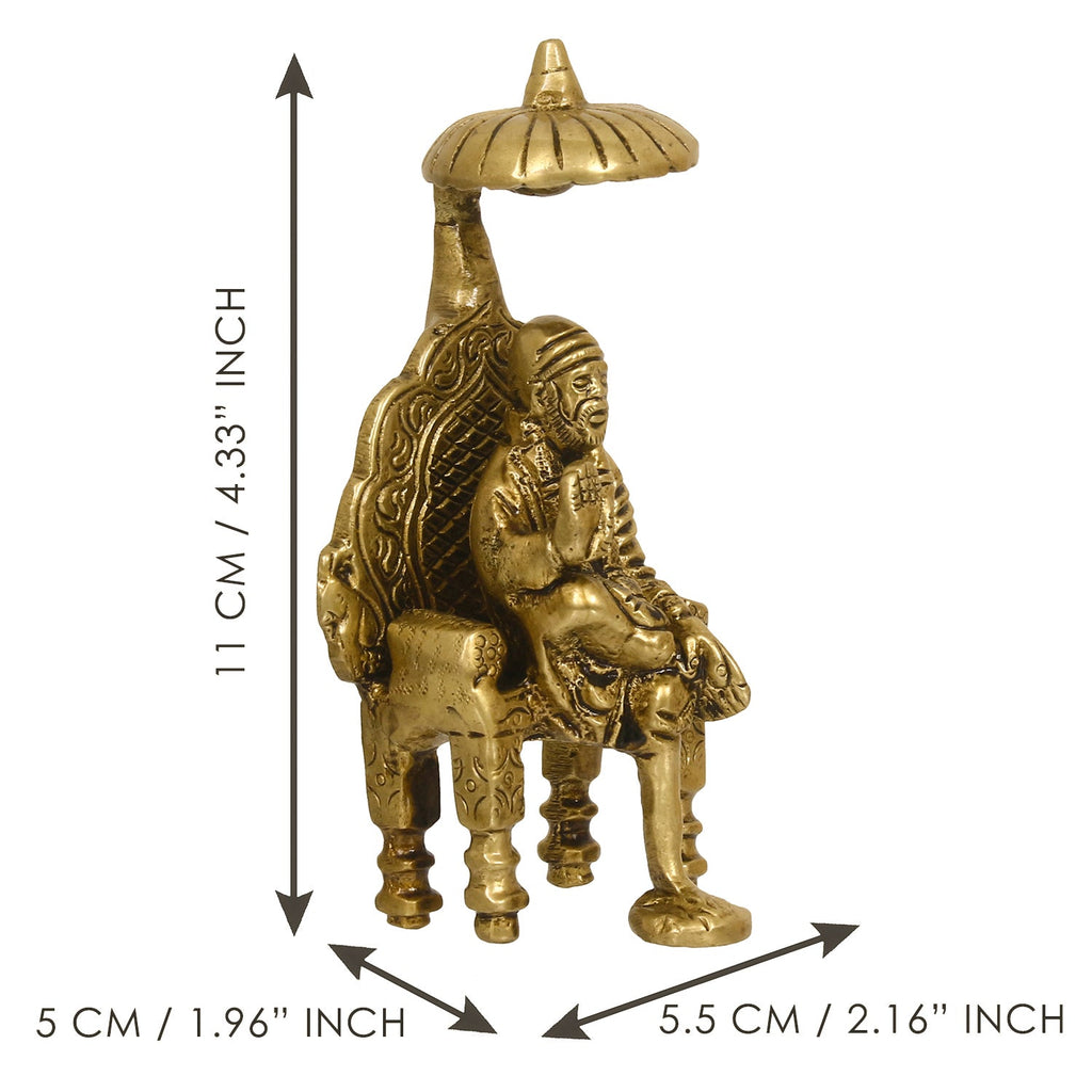 Golden Brass Blessing Shirdi Sai Baba Statue Kafalo