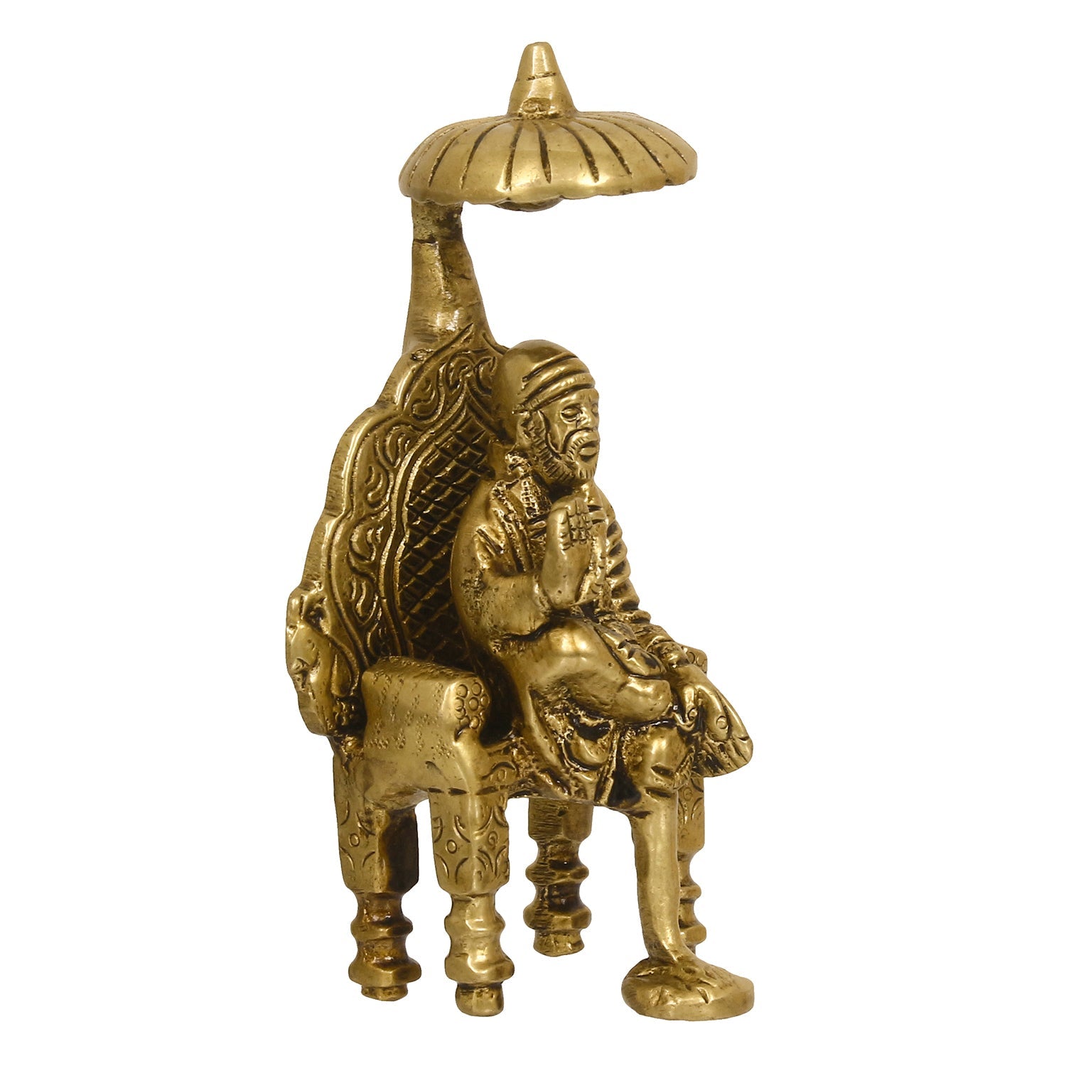 Golden Brass Blessing Shirdi Sai Baba Statue Kafalo