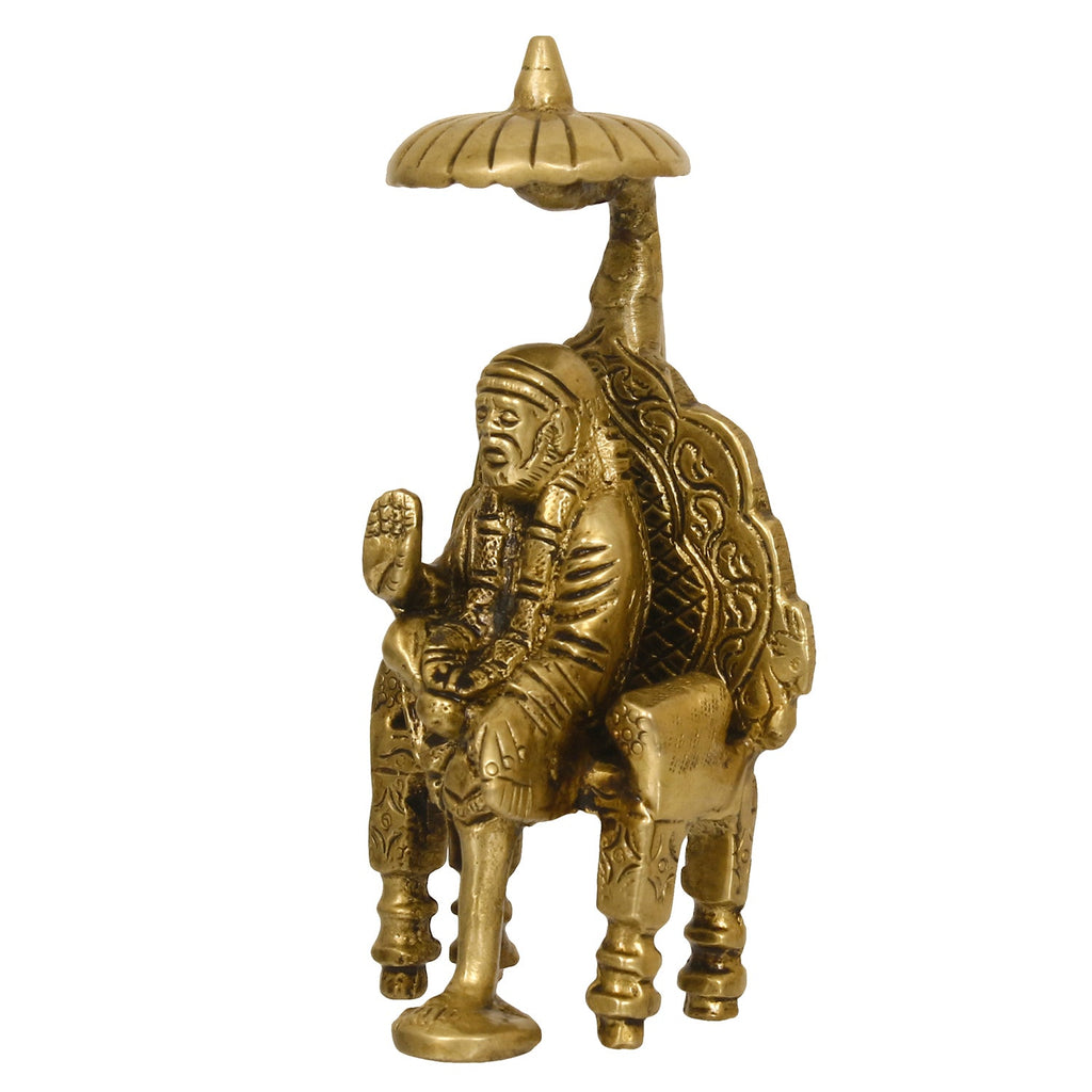 Golden Brass Blessing Shirdi Sai Baba Statue Kafalo