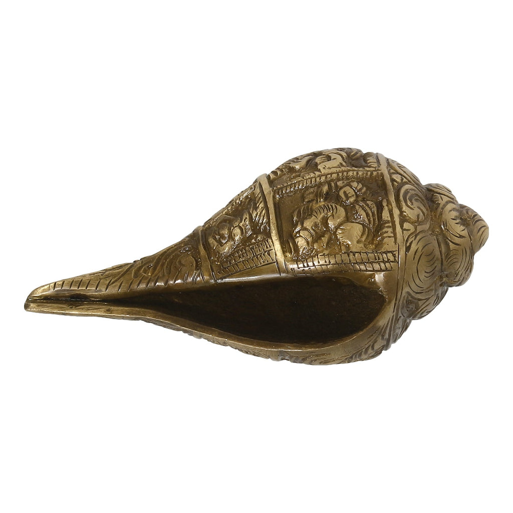 Golden Brass Auspicious Lord Ganesha Shankh/Conch Kafalo
