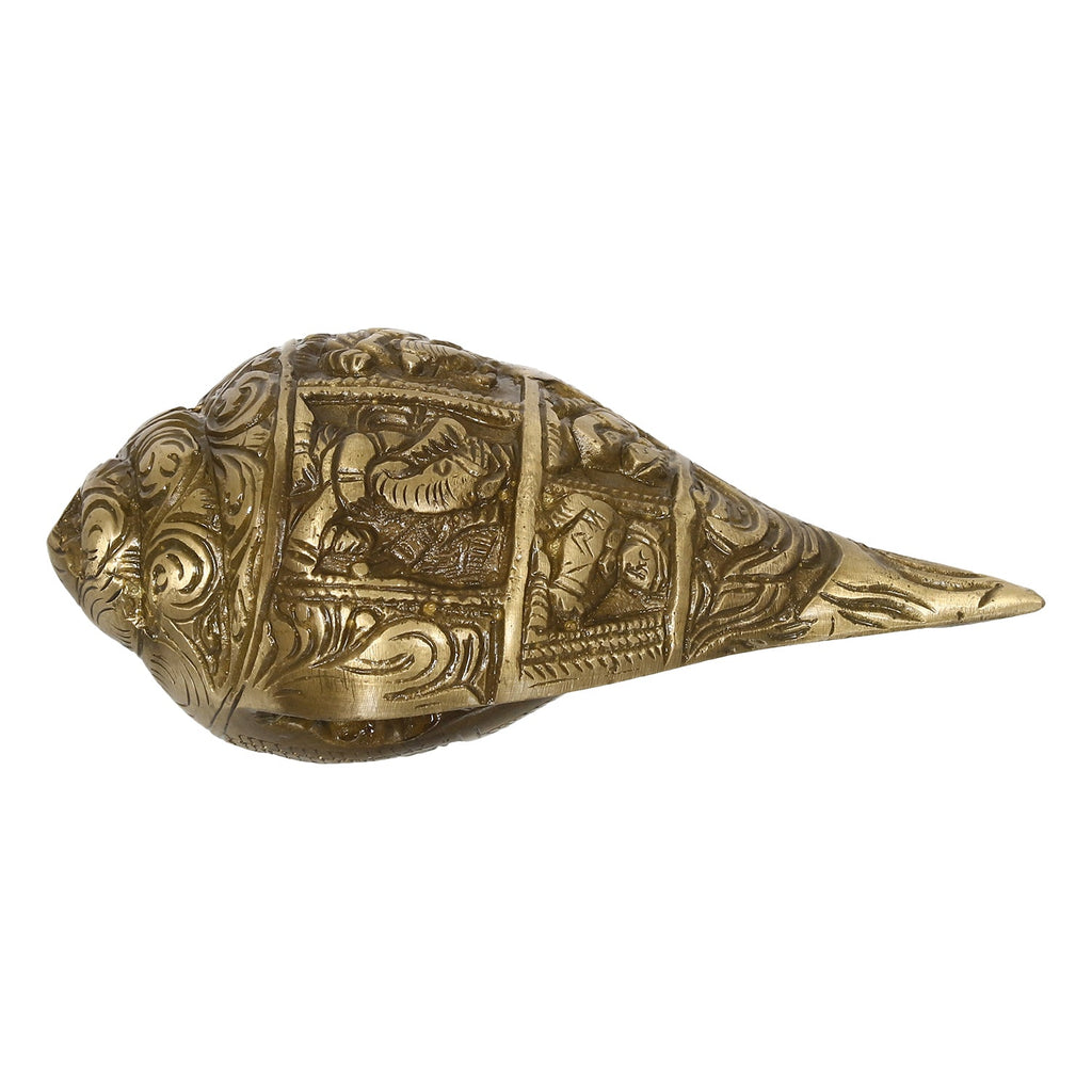 Golden Brass Auspicious Lord Ganesha Shankh/Conch Kafalo