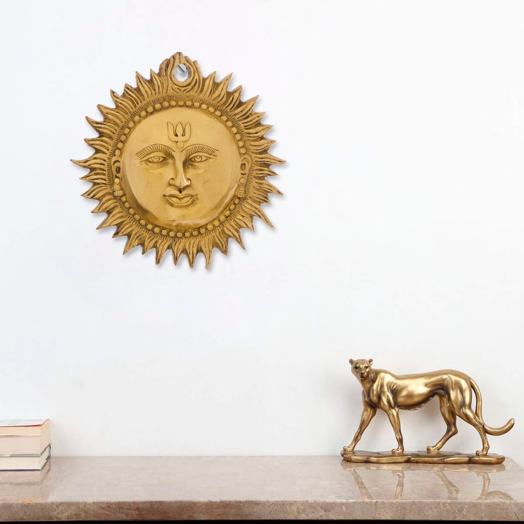 Decorative Golden Brass Sun Wall Hanging Kafalo