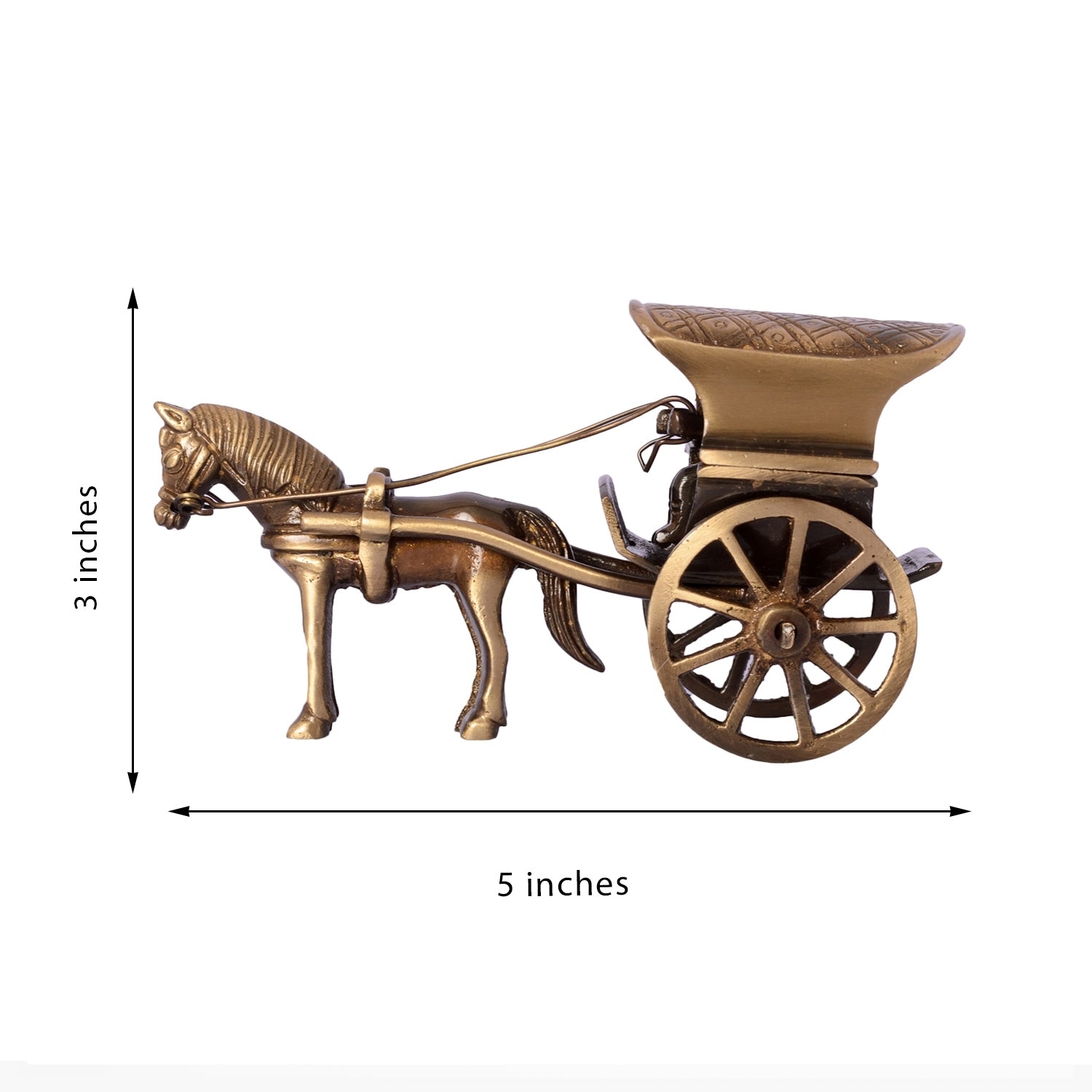 Golden Brass Horse Cart Showpiece Kafalo