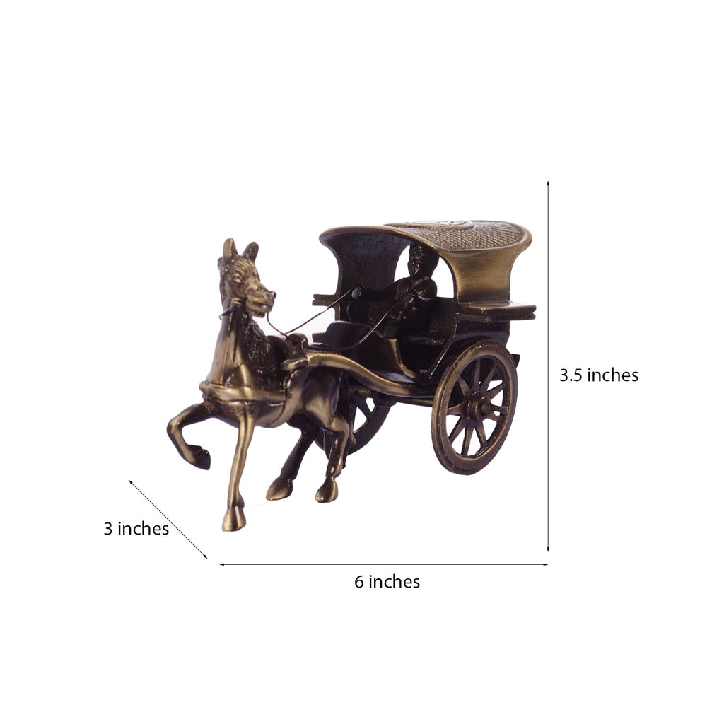 Brown Brass Horse Carriage Showpiece Kafalo