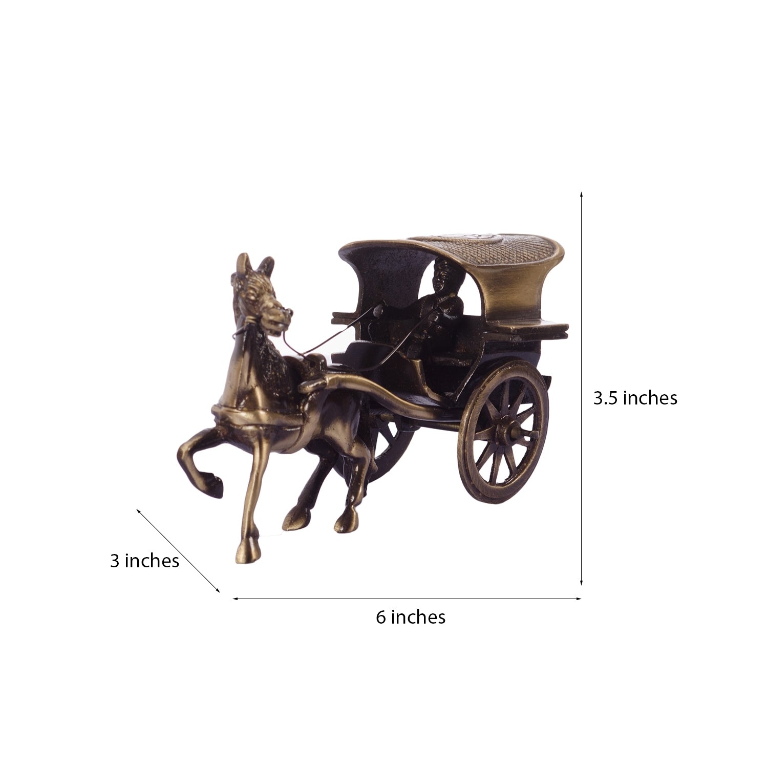 Brown Brass Horse Carriage Showpiece Kafalo