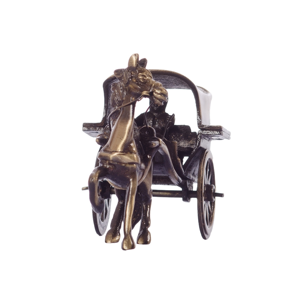 Brown Brass Horse Carriage Showpiece Kafalo
