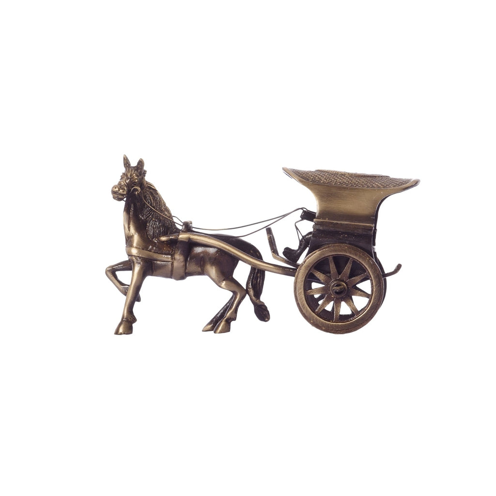 Brown Brass Horse Carriage Showpiece Kafalo