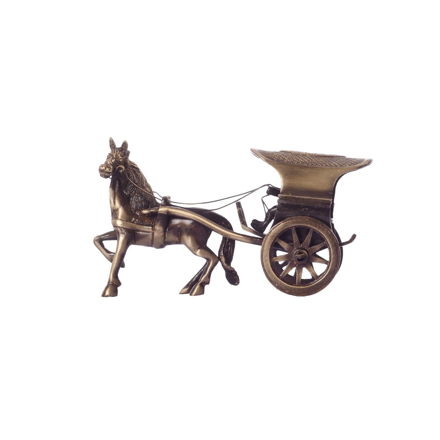 Brown Brass Horse Carriage Showpiece Kafalo