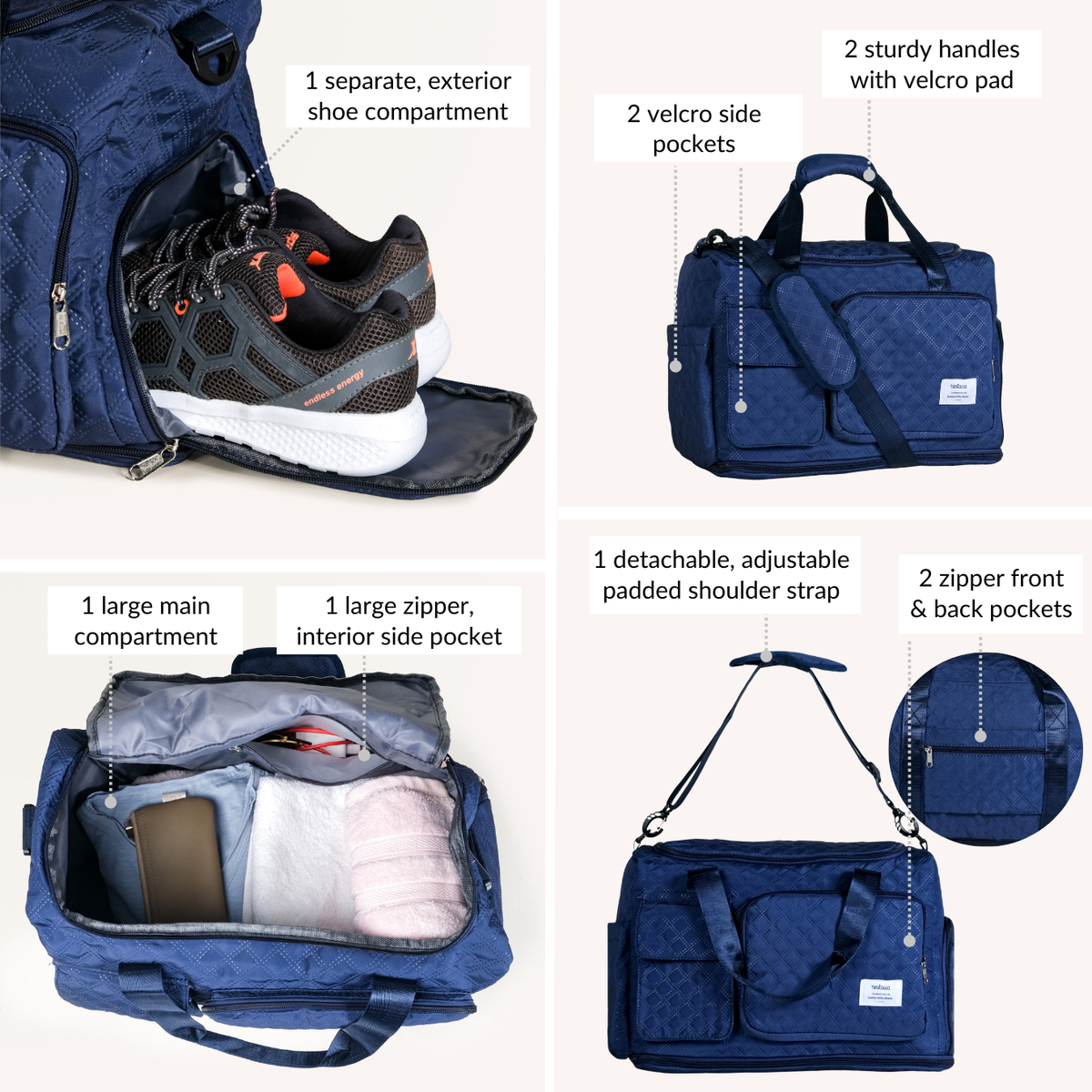 Dova Expandable Duffle Bag Dark Blue Nestasia