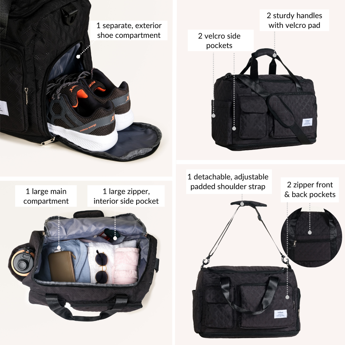 Dova Extendable Bag For Travel Black Nestasia