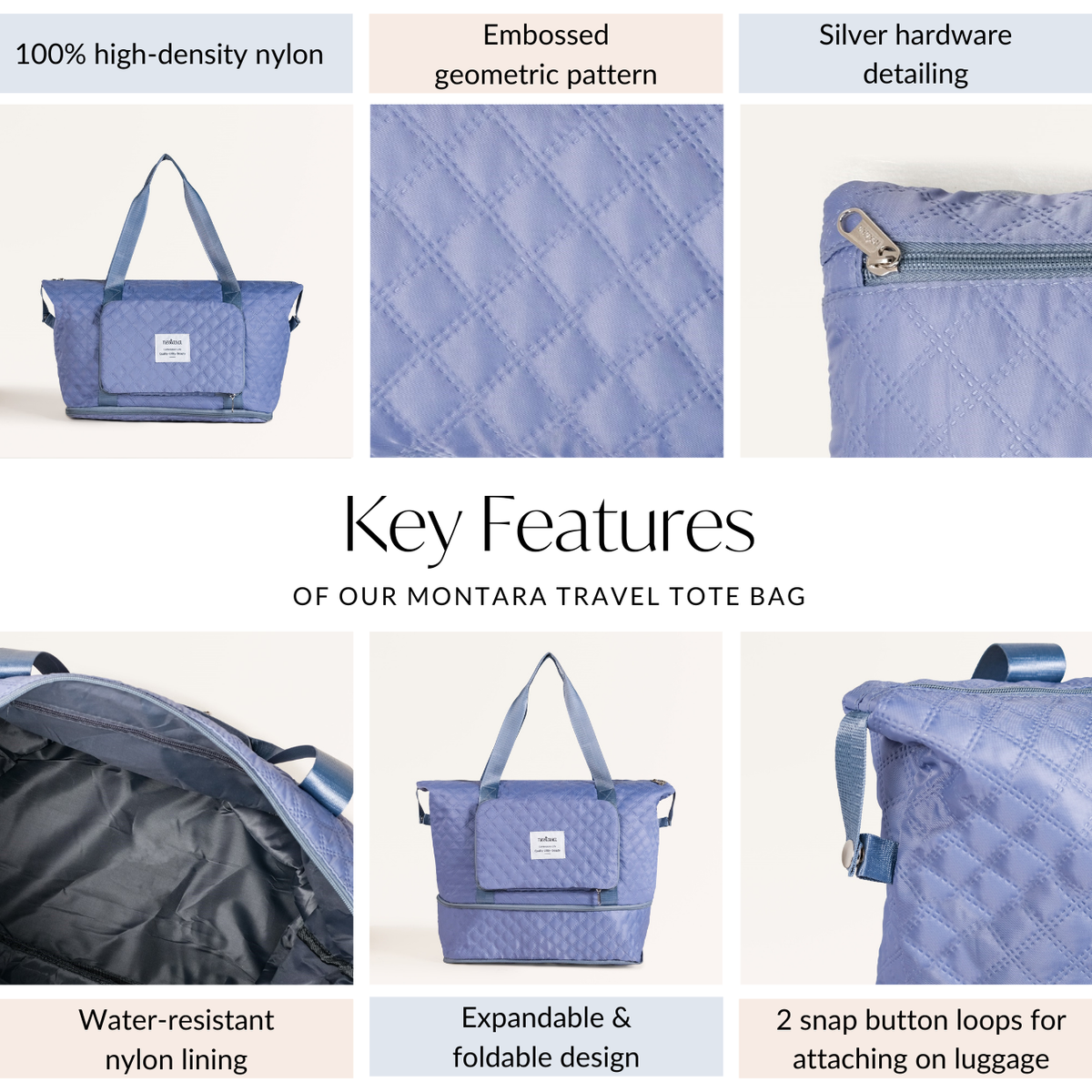 Montara Travel Tote Bag Expandable Foldable Nestasia