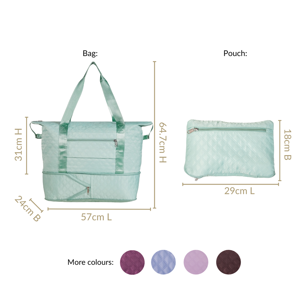 Montara Expandable Foldable Luxe Travel Bag Mint Nestasia