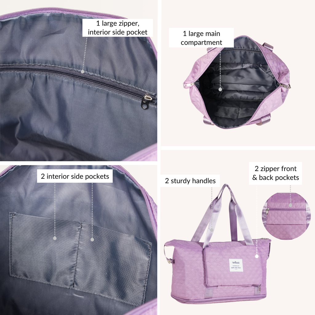Montara Waterproof Over Night Bag Foldable Expandable Violet Nestasia