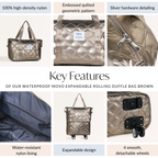 Movo Expandable Bag With Detachable Wheels Metallic Brown Nestasia