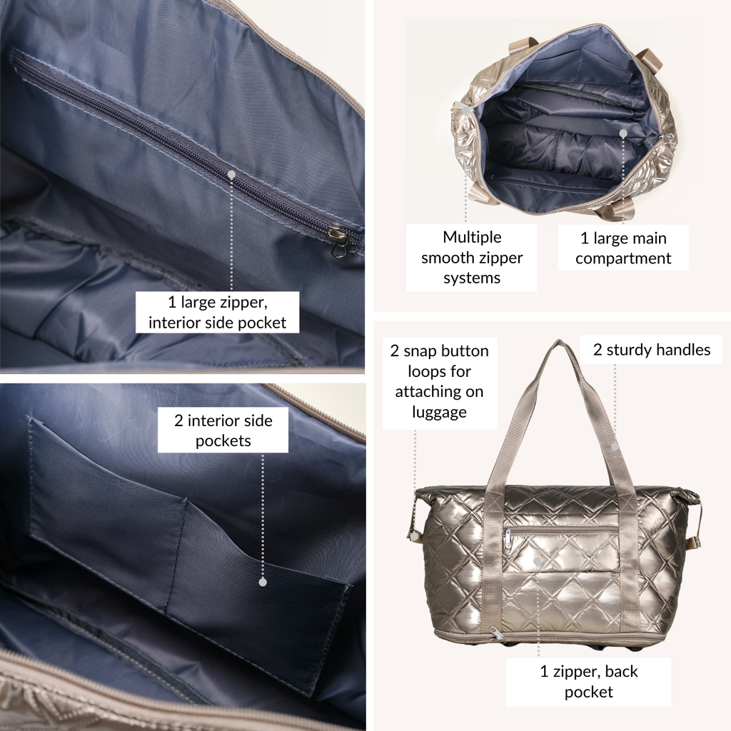 Movo Expandable Bag With Detachable Wheels Metallic Brown Nestasia