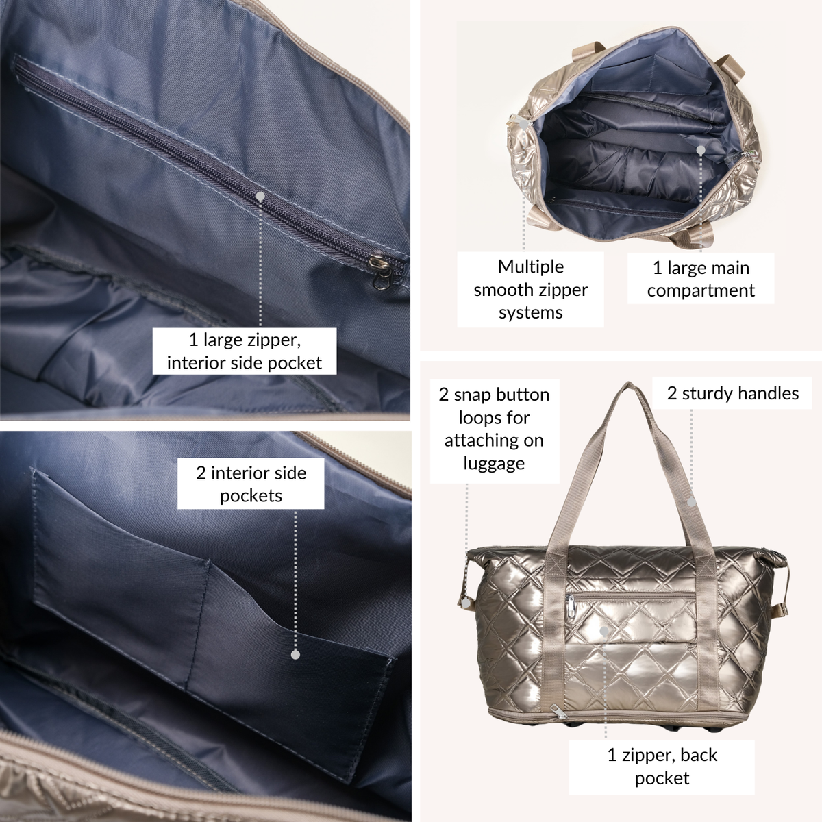 Movo Expandable Bag With Detachable Wheels Metallic Brown Nestasia