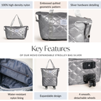 Movo Expandable Travel Bag With Removable Wheels Silver Nestasia