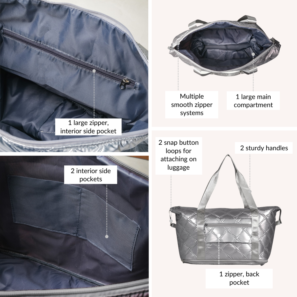 Movo Expandable Travel Bag With Removable Wheels Silver Nestasia