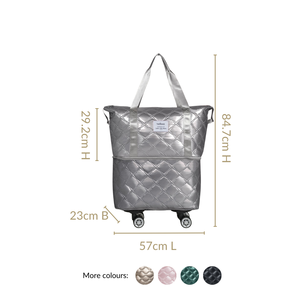 Movo Expandable Travel Bag With Removable Wheels Silver Nestasia