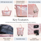 Movo Adjustable Travel Bag With Detachable Wheels Pearl Pink Nestasia