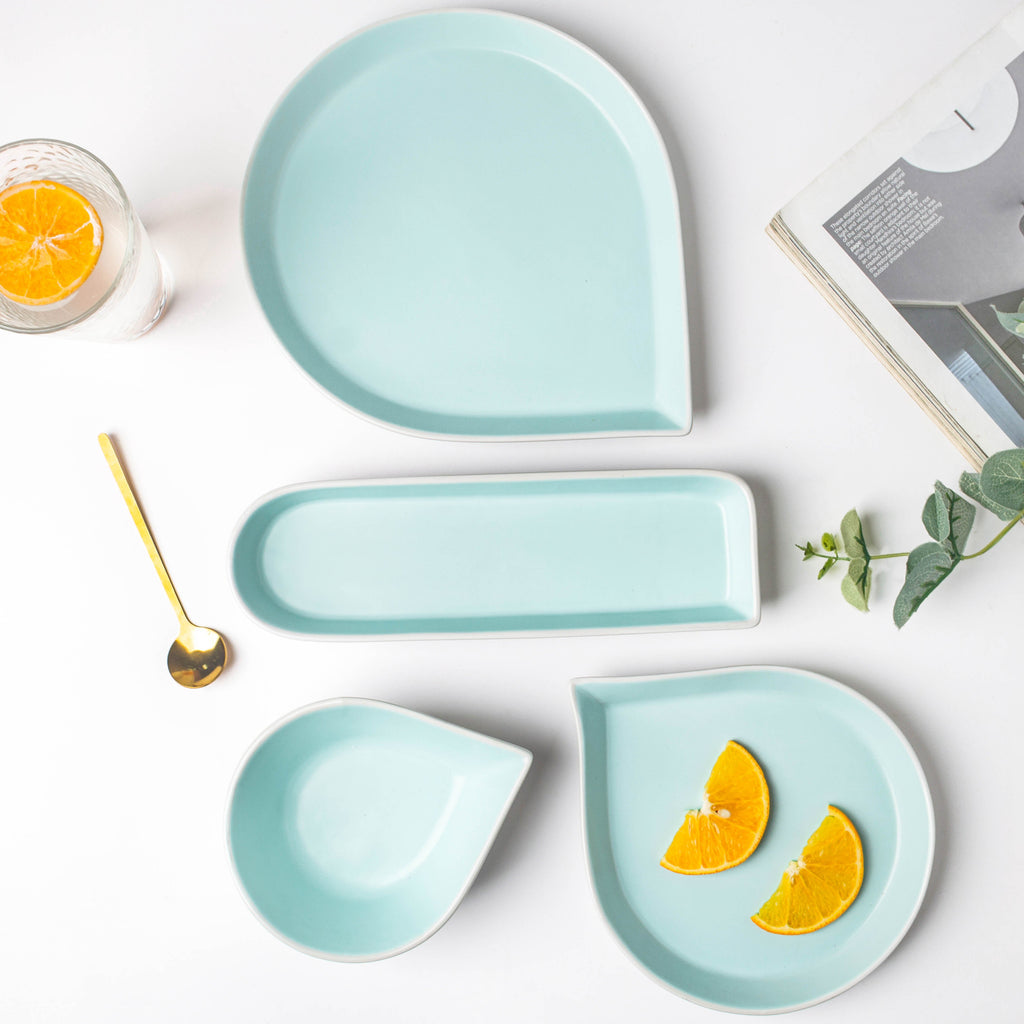 Dew Pink And Blue 19 Piece Pasta Snack Set For 6 Nestasia