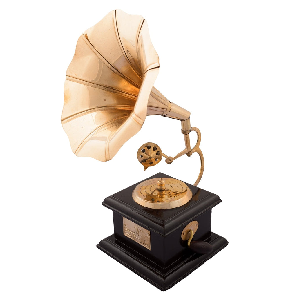 Black and Golden Brass Antique Gramophone musical instrument Decorative Showpiece Kafalo