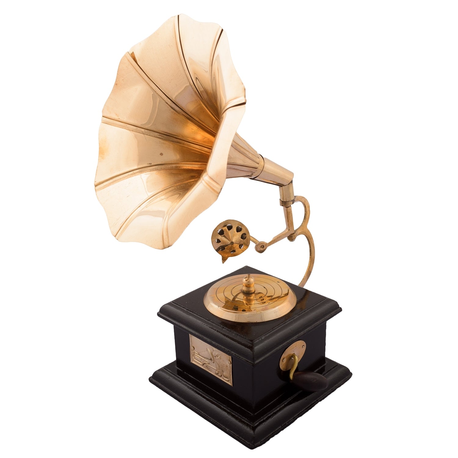 Black and Golden Brass Antique Gramophone musical instrument Decorative Showpiece Kafalo