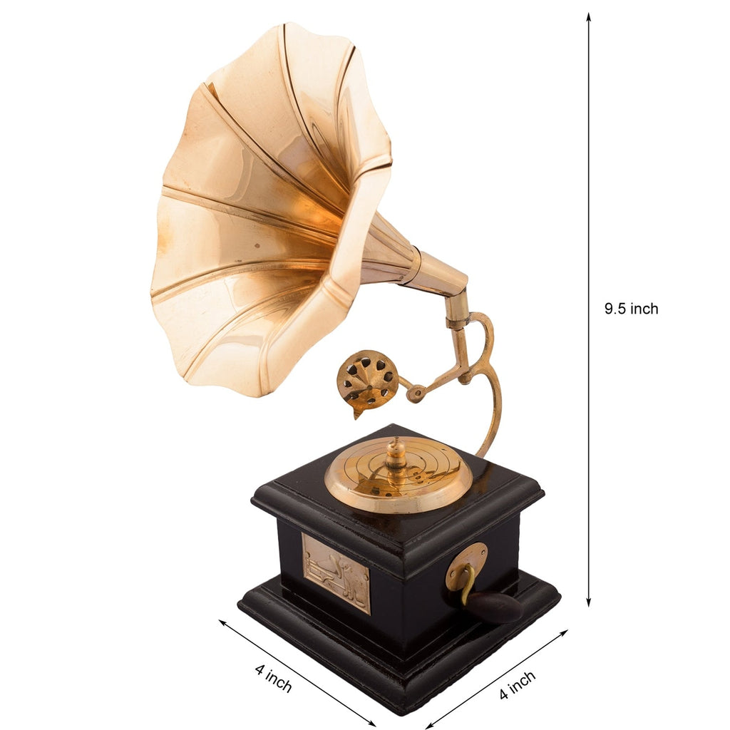 Black and Golden Brass Antique Gramophone musical instrument Decorative Showpiece Kafalo