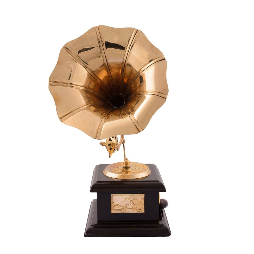 Black and Golden Brass Antique Gramophone musical instrument Decorative Showpiece Kafalo