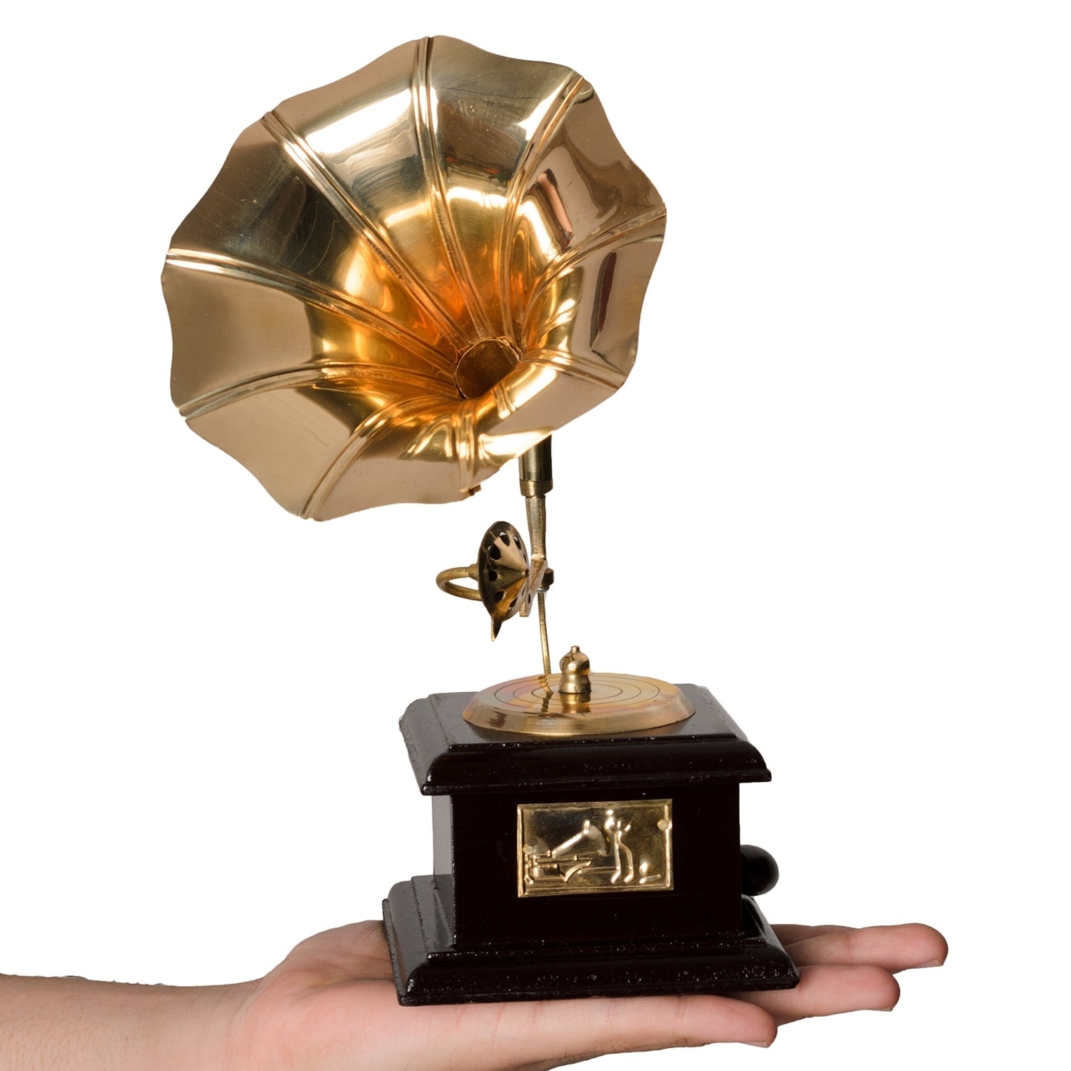 Black and Golden Brass Antique Gramophone musical instrument Decorative Showpiece Kafalo