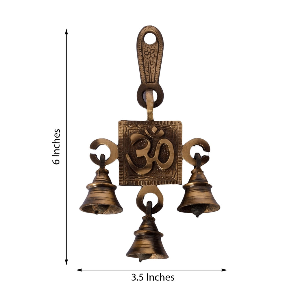 Brass Brown and Golden Om Symbol Wall Hanging/Art with Bells Kafalo