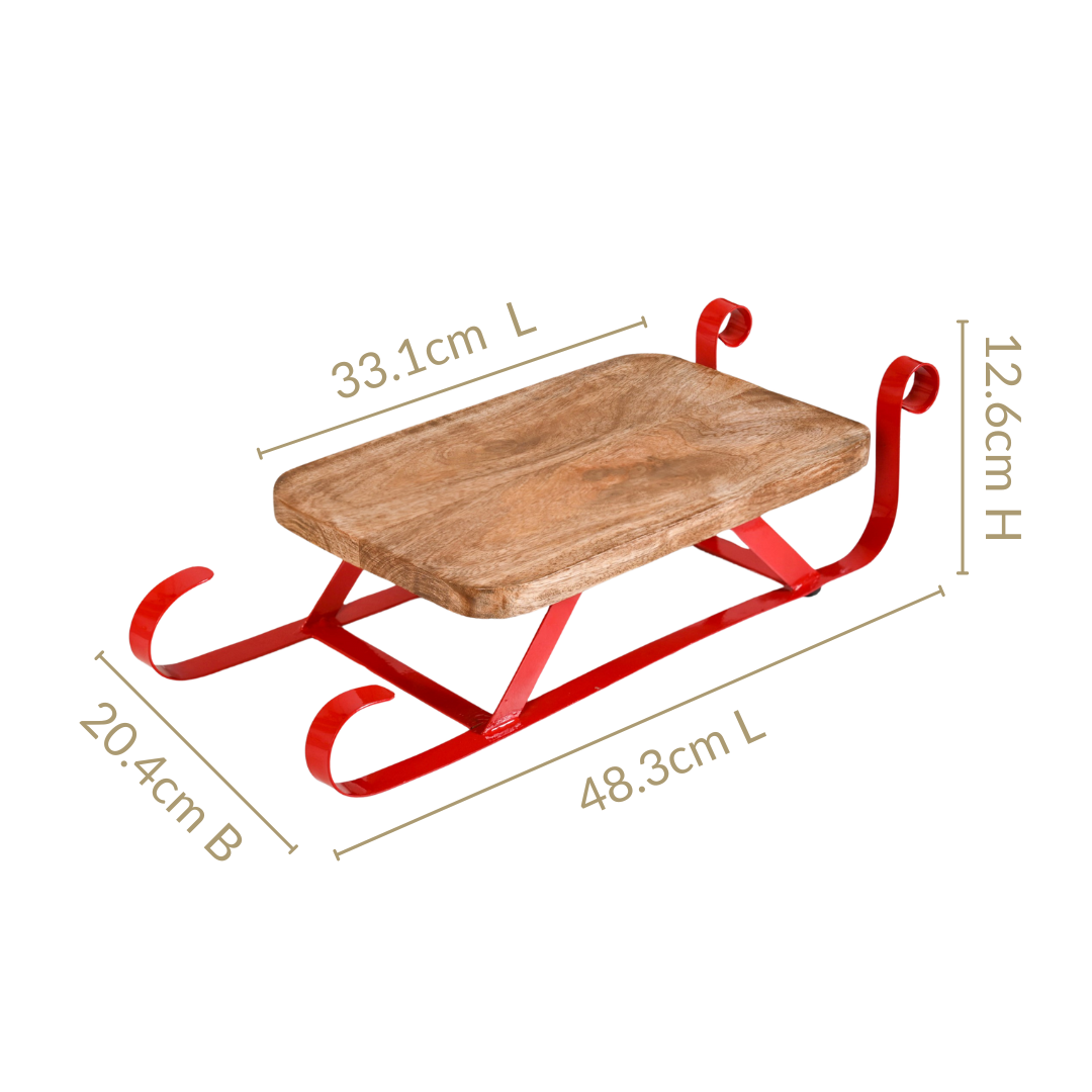 Wooden Sleigh Table Riser Serving Platter Nestasia