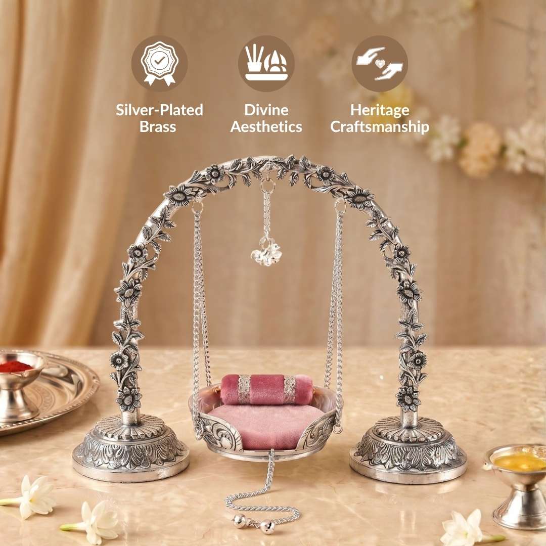 Silver Plated Brass Arch Laddoo Gopal Jhula Nestasia
