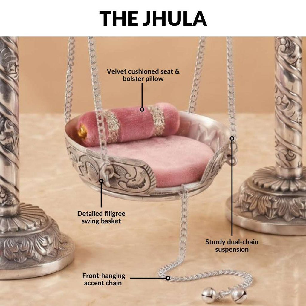 Pure Brass Silver Plated Jhula For Laddu Gopal Nestasia