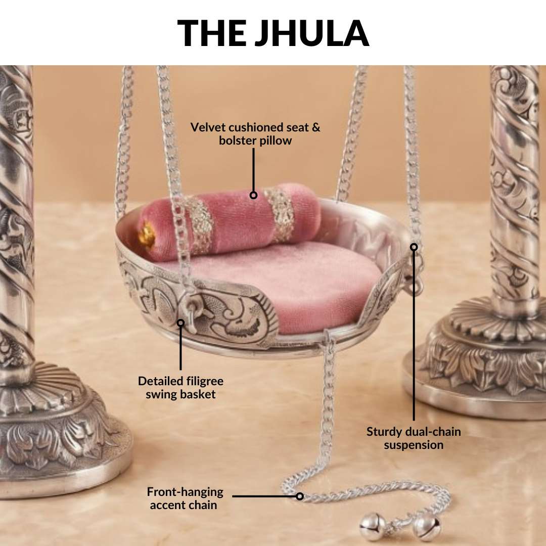 Pure Brass Silver Plated Jhula For Laddu Gopal Nestasia