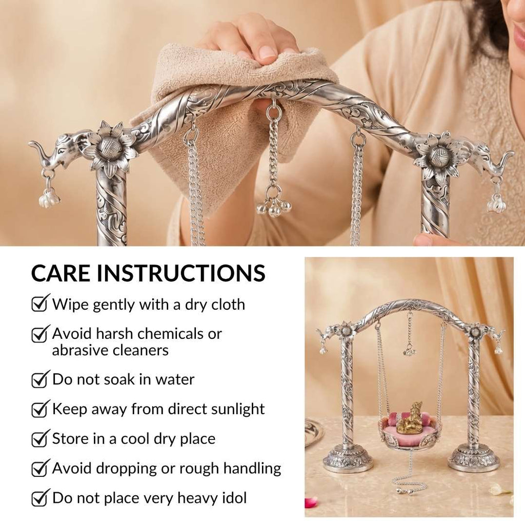 Pure Brass Silver Plated Jhula For Laddu Gopal Nestasia