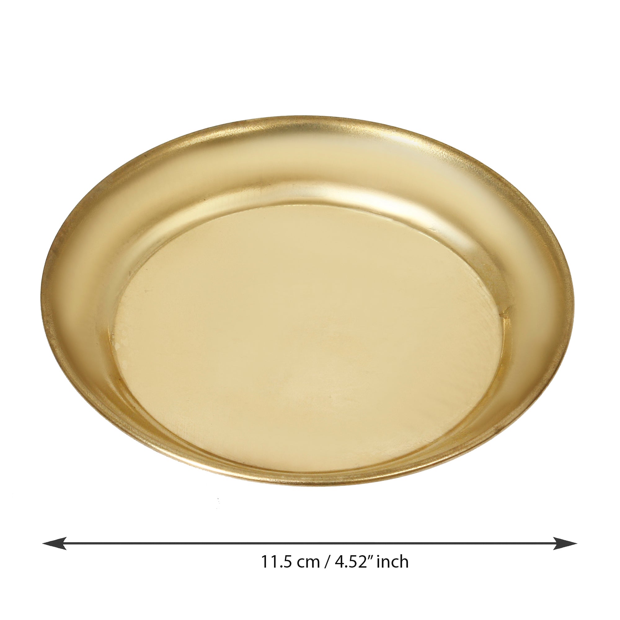5 Inch Brass Pooja Thali with 2 Katori/Bowls, 1 Spoon and 1 Glass Kafalo