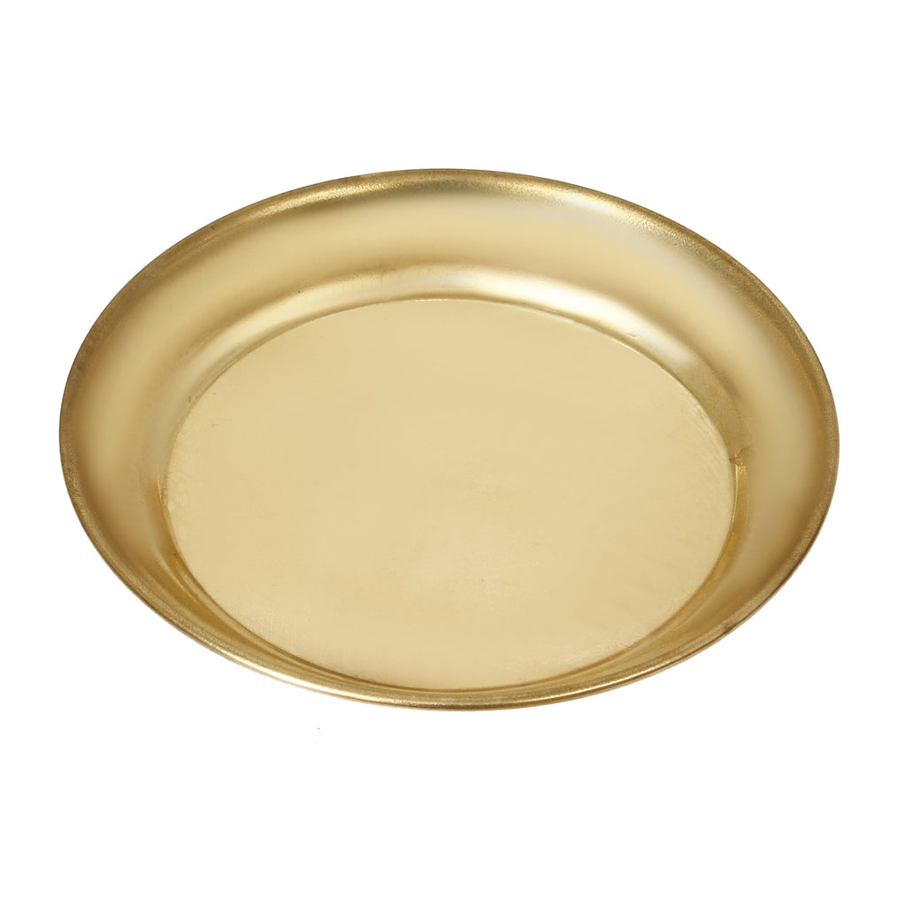 5 Inch Brass Pooja Thali with 2 Katori/Bowls, 1 Spoon and 1 Glass Kafalo