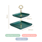 2-Tier Square Ceramic Snack Stand Green Nestasia
