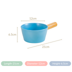 Ceramic Bowl With Wooden Handle Blue 450 ml Nestasia