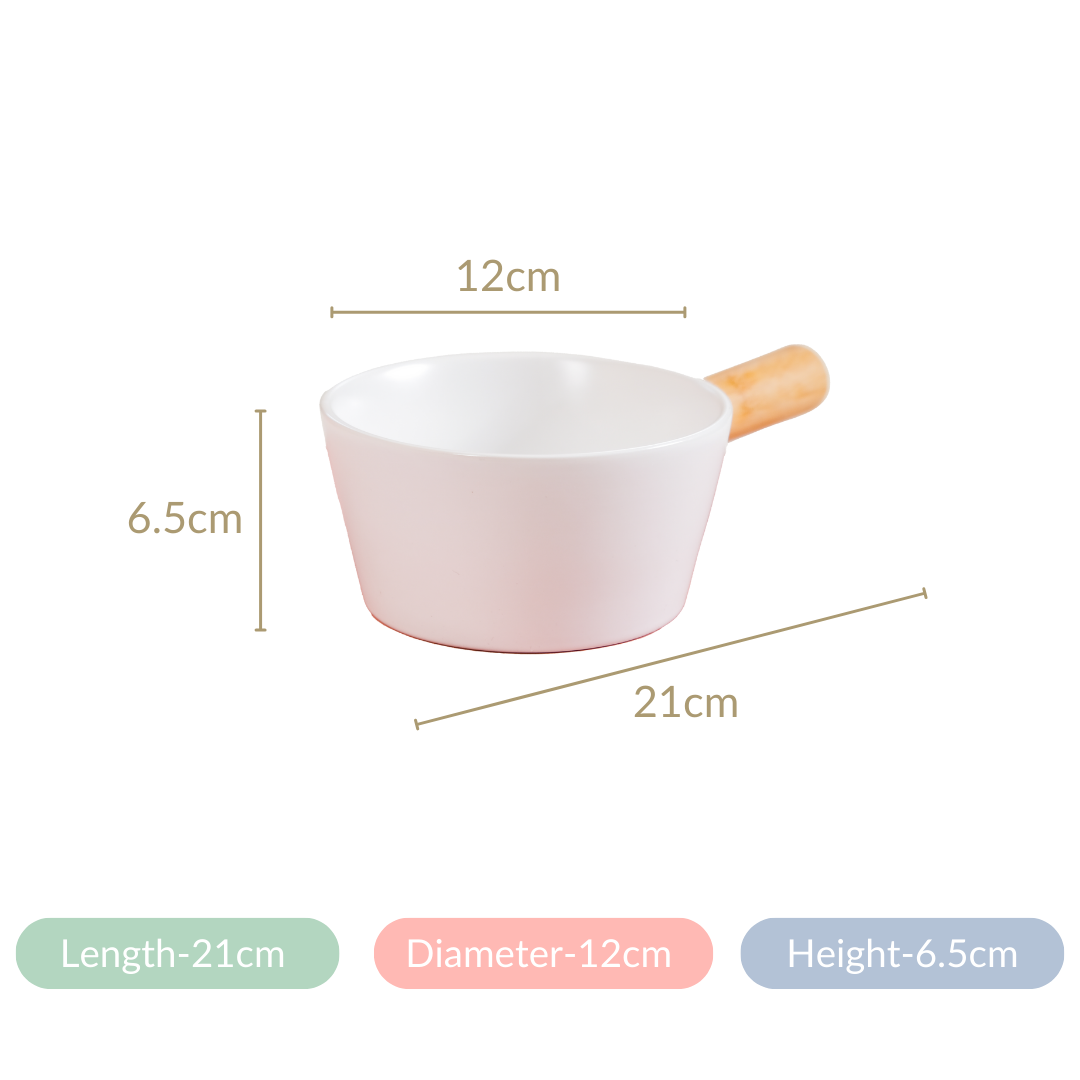 Ceramic Snack Bowl With Handle White 450 ml Nestasia