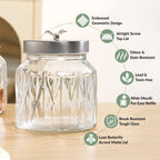 Embossed Jar With Butterfly Lid Set Of 4 700ml Nestasia