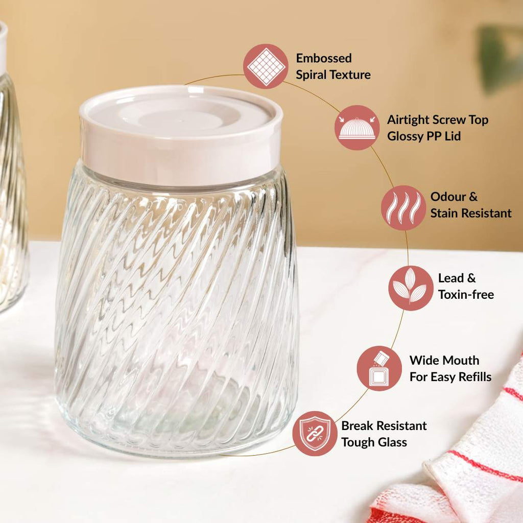 Swirl Jar With Lid Set Of 4 1300ml Nestasia